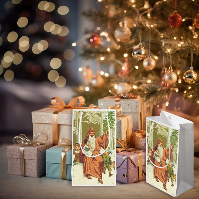 Vintage Father Christmas Small Gift Bag (Creator Uploaded)