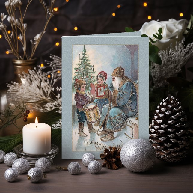 Vintage Father Christmas with Children Holiday Card (Creator Uploaded)