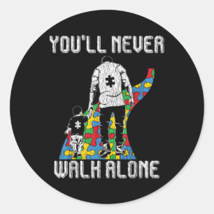Vintage Father Son Family Autistic Kids Autism Awa Classic Round Sticker