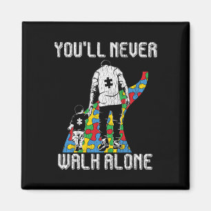Vintage Father Son Family Autistic Kids Autism Awa Magnet