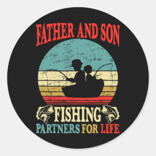 Vintage Father Son Fishing Partners For Life Dad M Classic Round Sticker