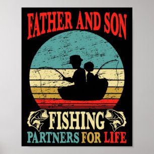 Vintage Father Son Fishing Partners For Life Dad M Poster