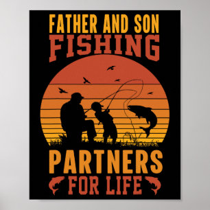 Vintage Father Son Fishing Partners For Life Dad M Poster