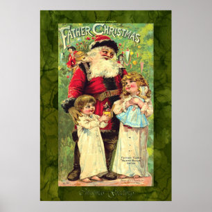 Vintage Father Tuck's Santa Claus Christmas Poster