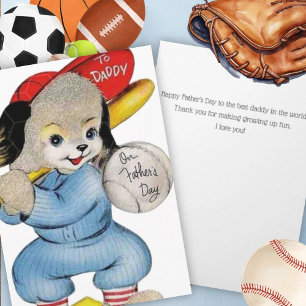 Vintage Father's Day Card for Daddy Baseball