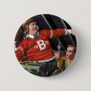Vintage Father's Day, Sports Football Dad and Son 6 Cm Round Badge