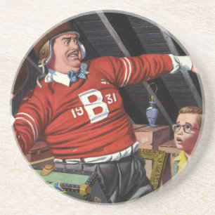 Vintage Father's Day, Sports Football Dad and Son Coaster