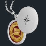 Vintage Faux Gold Hattori Japan Kamon Oriental Art Locket Necklace<br><div class="desc">Gift your friend this stylish necklace with this famous Japanese Hattori Mon in faux gold (BE AWARE! This is a photo image). The background is red. This is the kamon of the Hattori ninja clan. It's a fictional clan based on a famous Japanese samurai and ninja Hattori Hanzou. The kamon...</div>