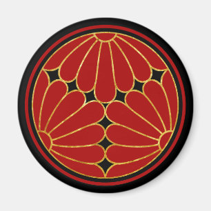 Vintage Faux Gold Kiku Chrysanthemum Mon Graphic Magnet