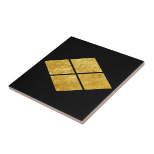 Vintage Faux Gold Takeda Japan Mon Vector Art Ceramic Tile