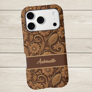 Vintage Faux Leather with Tooled Look Floral