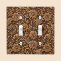 Vintage Faux Leather with Tooled Look Floral