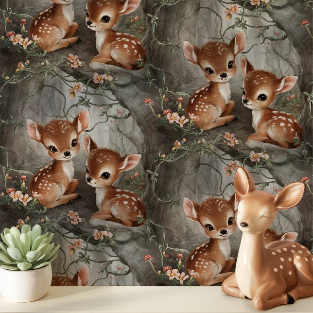 Vintage Fawns and Flowers Nursery Wallpaper (Creator Uploaded)
