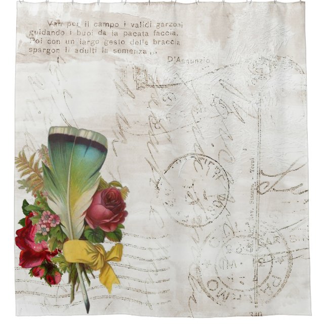 Vintage Feather bouquet  Shower Curtain (Front)