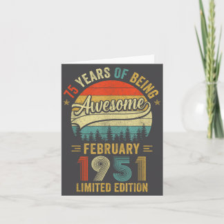 Vintage February 1951 Old 75th Birthday Men Women  Card