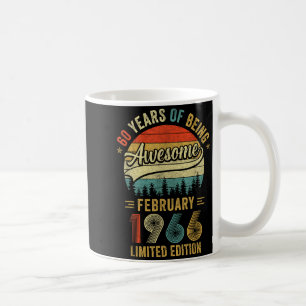 Vintage February 1966 Old 60th Birthday Men Women  Coffee Mug