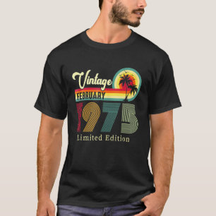 Vintage February 1975 Birthday On The Beach 47th T-Shirt