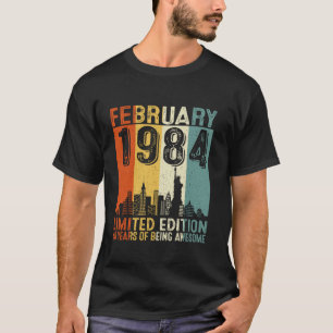 Vintage February 1984 40th Birthday Gifts Women 40 T-Shirt