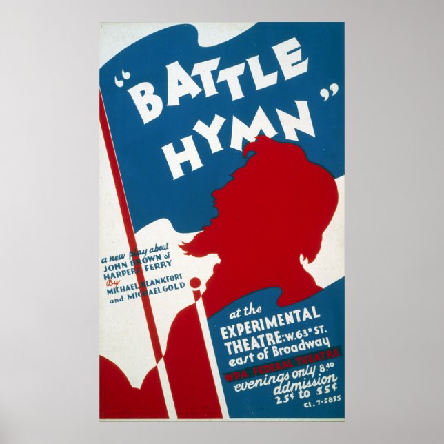 Vintage Federal Theatre Project "Battle Hymn" WPA Poster (Front)