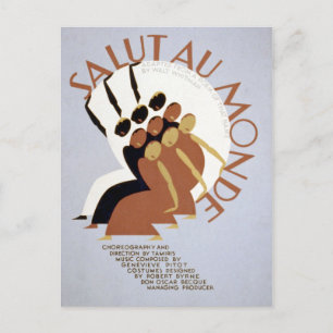 Vintage Federal Theatre Project Salut au Monde WPA Postcard