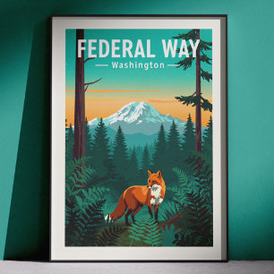 Vintage Federal Way Washington Poster
