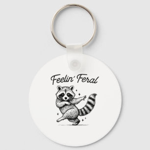 Vintage Feeling Feral Raccoon Meme Funny Trash Pan Key Ring