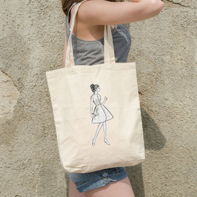 Vintage female drawing fashion tote bag (Creator Uploaded)