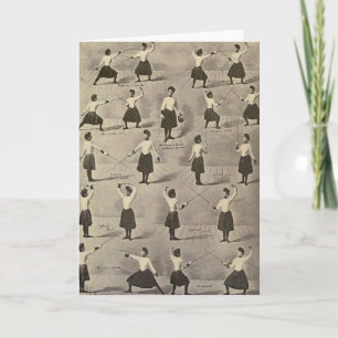 Vintage Female Fencing Positions Note Card