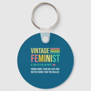 Vintage Feminist Definition Knows More Key Ring