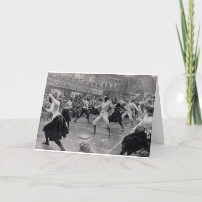Vintage Fencing Exhibition Note Card (Front)