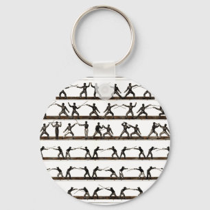 Vintage Fencing Instruction Key Ring