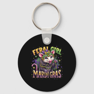 Vintage Feral Girl Mardi Gras Possum Mardi Gras Fe Key Ring