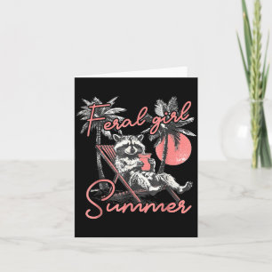 Vintage Feral Girl Summer Opossum Funny Racoon Card