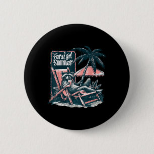 Vintage Feral Girl Summer Opossum Funny Racoon Gi 6 Cm Round Badge