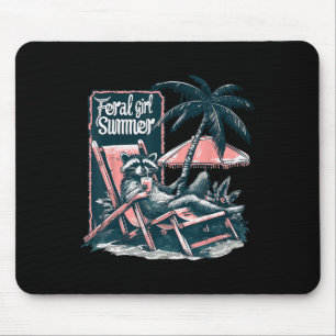 Vintage Feral Girl Summer Opossum Funny Racoon Gi Mouse Pad