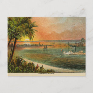 Vintage Fernandina Harbour Amelia Island Florida Postcard