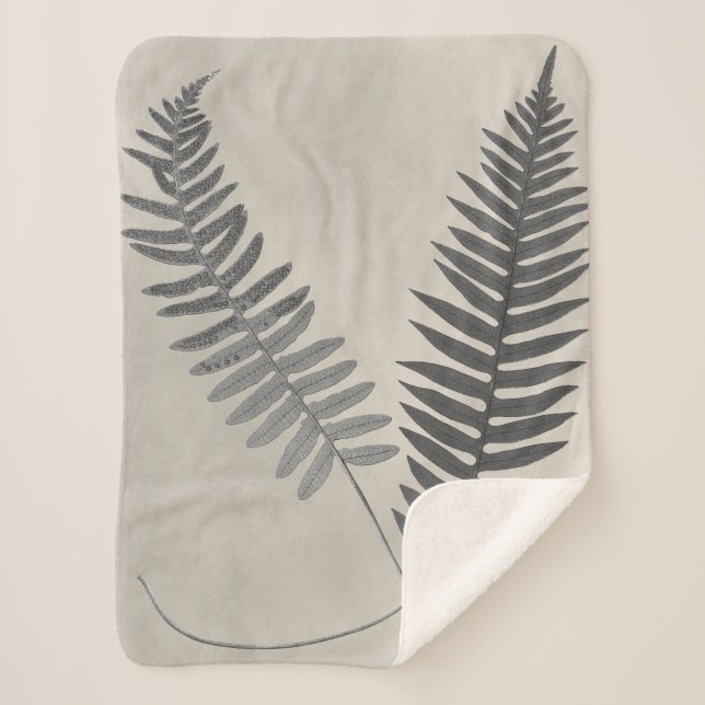 Vintage Ferns Sherpa Blanket (Front)