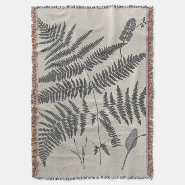 Vintage Ferns Throw Blanket (Front Vertical)