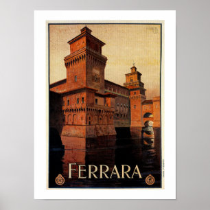 Vintage Ferrara Italian travel poster