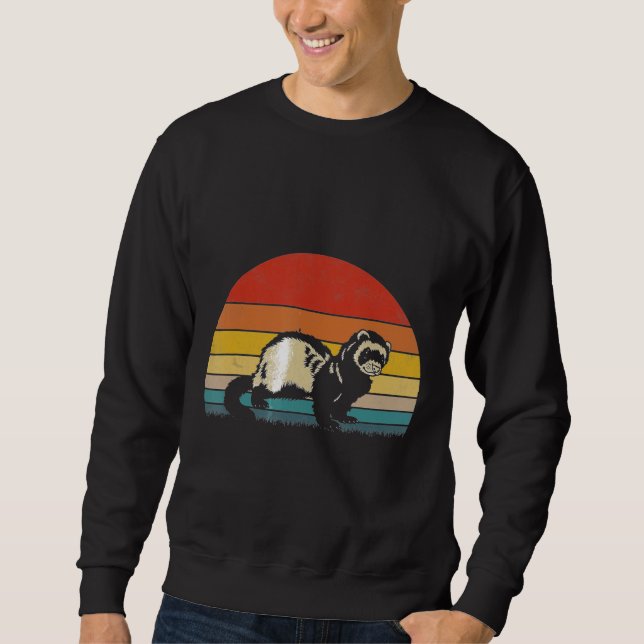 Vintage Ferret Loves  For Men Women Sweatshirt (Front)