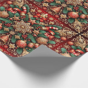 Vintage Festive Botanical Christmas Pattern  Wrapping Paper
