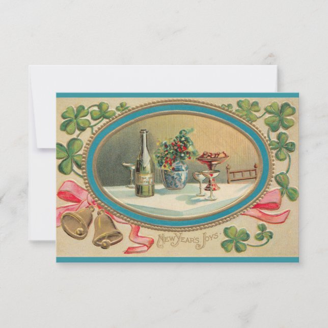 Vintage festive New Year's party invitation (Front)