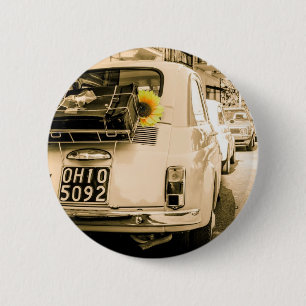 Vintage Fiat 500, Cinquecento in Italy 6 Cm Round Badge