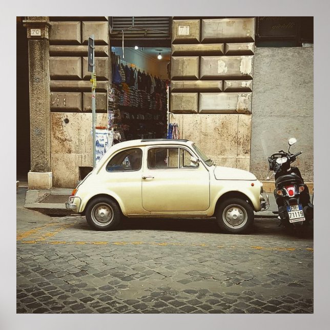 Vintage Fiat In Rome Poster (Front)