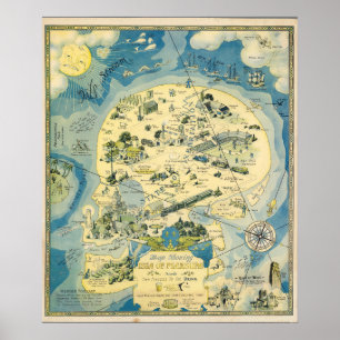 Vintage Fictional Map of Pleasure Island Poster
