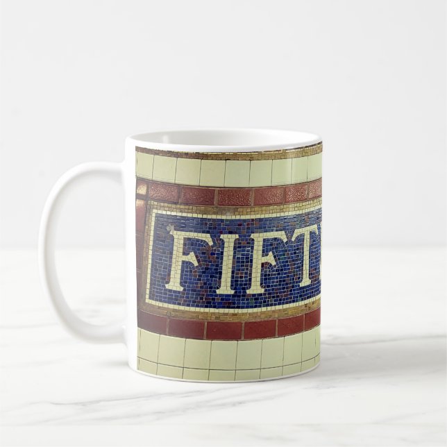 Vintage Fifth Avenue Sign - Manhattan, NYC Coffee Mug (Left)