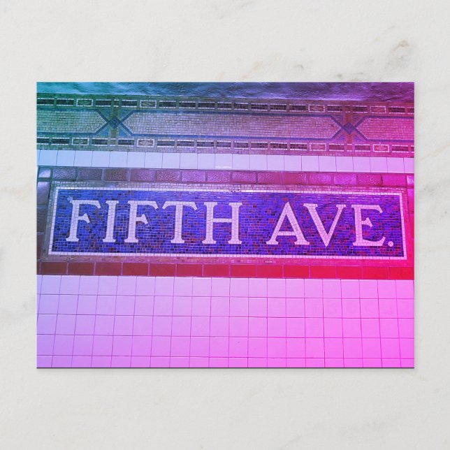 Vintage Fifth Avenue Sign - Manhattan, NYC Postcard (Front)