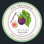 Vintage Fig Preserve Jam jar Round label<br><div class="desc">Personalised hand painted watercolor vintage style Fig Preserve jar label. Perfect for home canning and gift giving.  Fill your information on label and enjoy.</div>