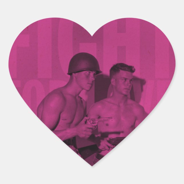 Vintage Fight For Love Pride Heart Stickers (Front)