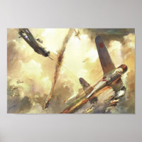 Vintage Fighter Aeroplane Dogfight Art Print